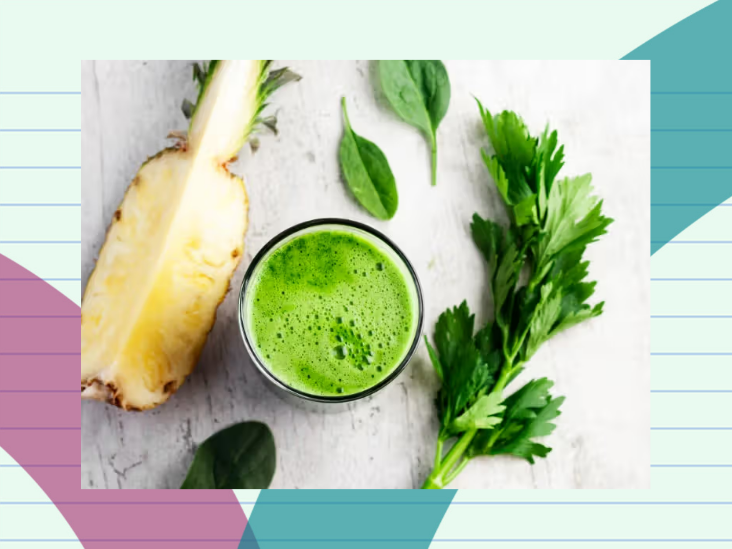 Green tropical cilantro smoothie with fresh pineapple and cilantro