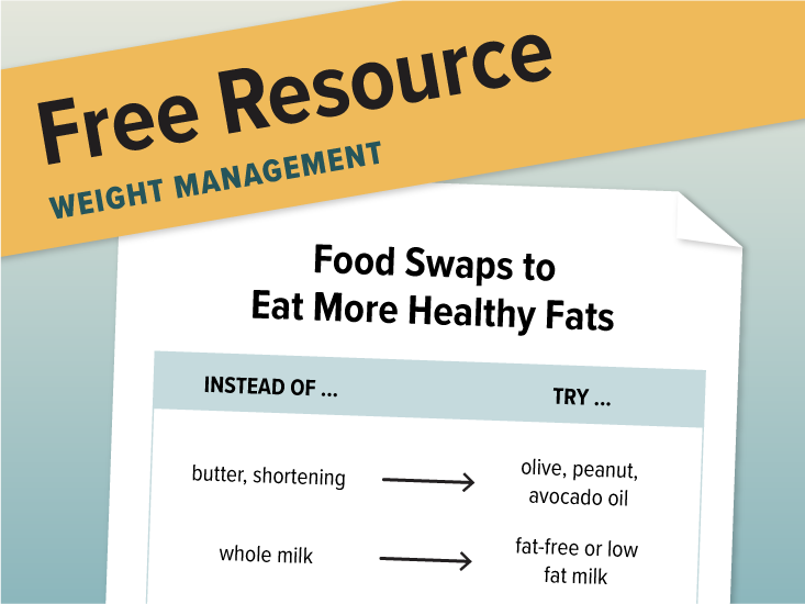 Free resource document showing food swaps to eat more healthy fats