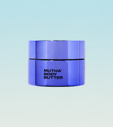 Blue jar of Mutha Body Butter
