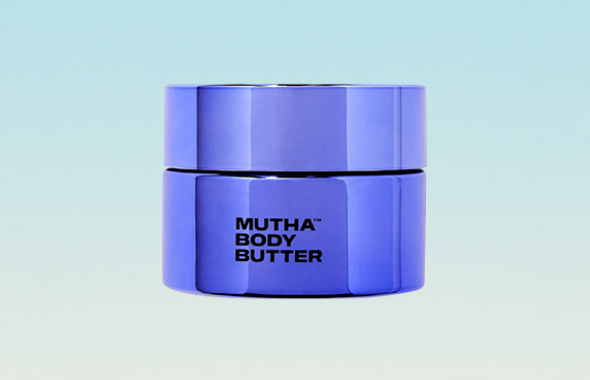 Blue jar of Mutha Body Butter