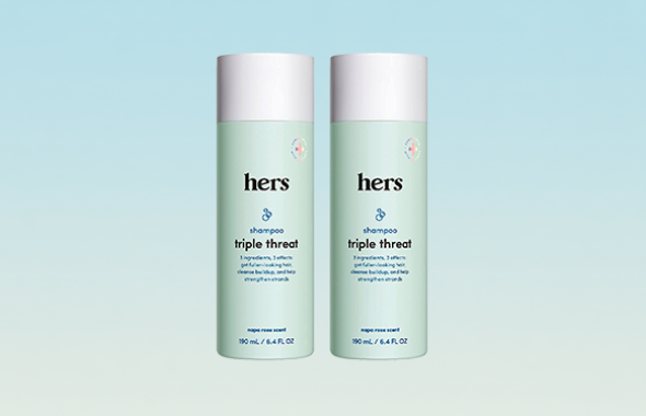 2 bottles of Hers Triple Threat Shampoo
