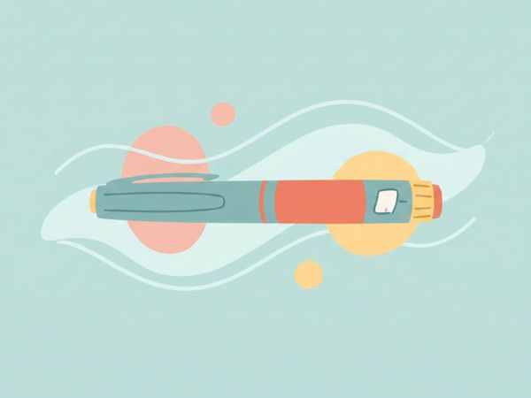 Illustration of an injection pen on a soft teal background representing GLP-1 side effects