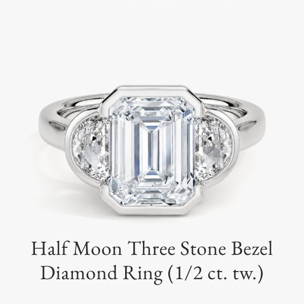 Half Moon Three Stone Bezel Diamond Ring (1/2 ct. tw.) in white gold