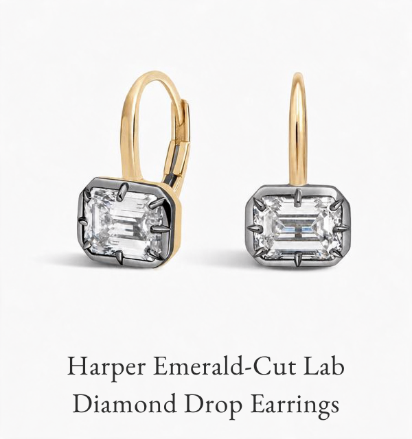 Harper Emerald-Cut Lab Diamond Drop Earrings