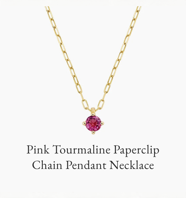 Pink Tourmaline Paperclip Chain Pendant Necklace
