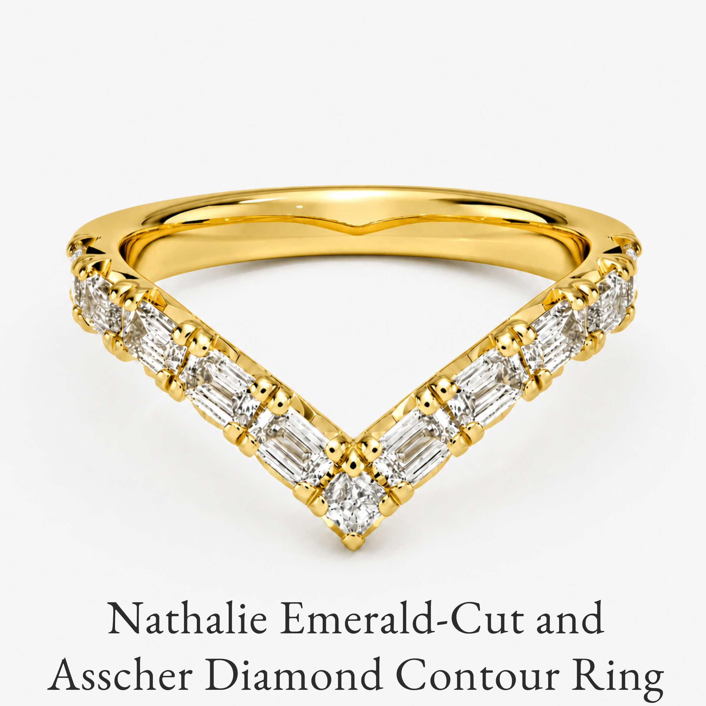 Nathalie Emerald-Cut and Asscher Diamond Contour Ring