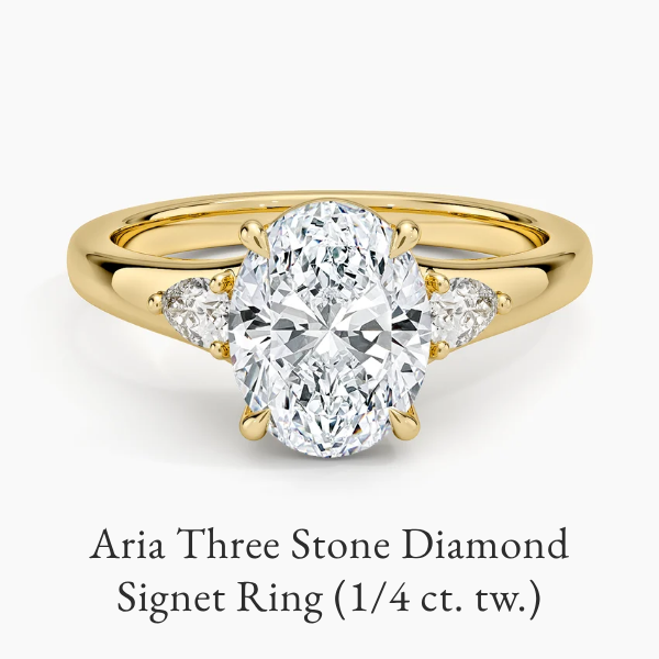 Aria Three Stone Diamond Signet Ring (1/4 ct. tw.)