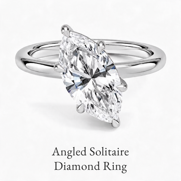 Angled Solitaire Diamond Ring