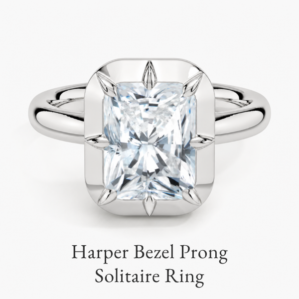 Harper Bezel Prong Solitaire Ring in white gold
